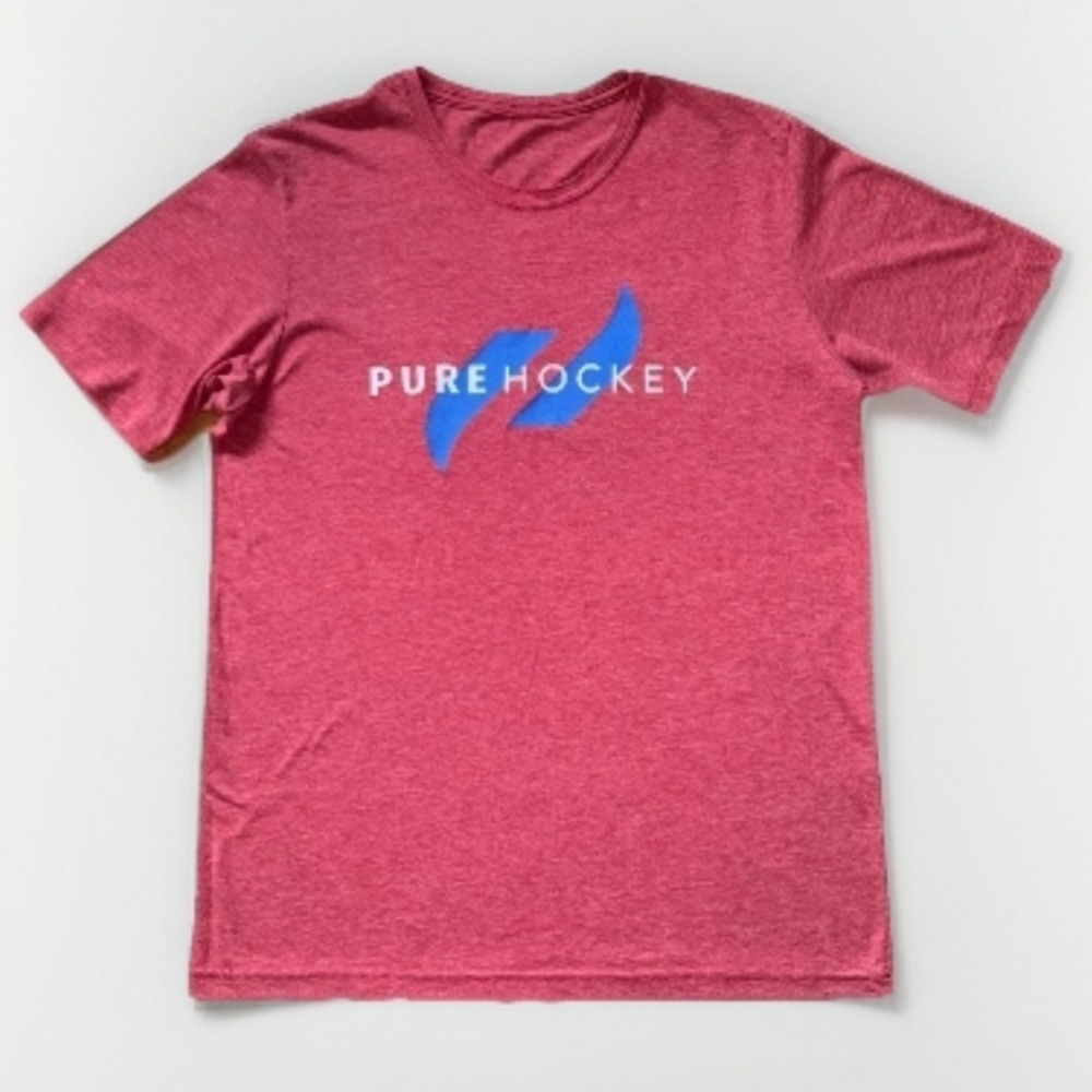 Pure Hockey Men Sz M Red T Shirt Short Sleeve Gym Workout Round Neck Shirt Used